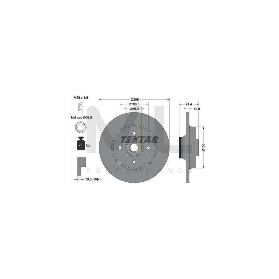 TEXTAR PRO 92168703 Brake Disc Solid, Coated, with integrated magnetic sensor ring, with wheel bearing  - 1 piece