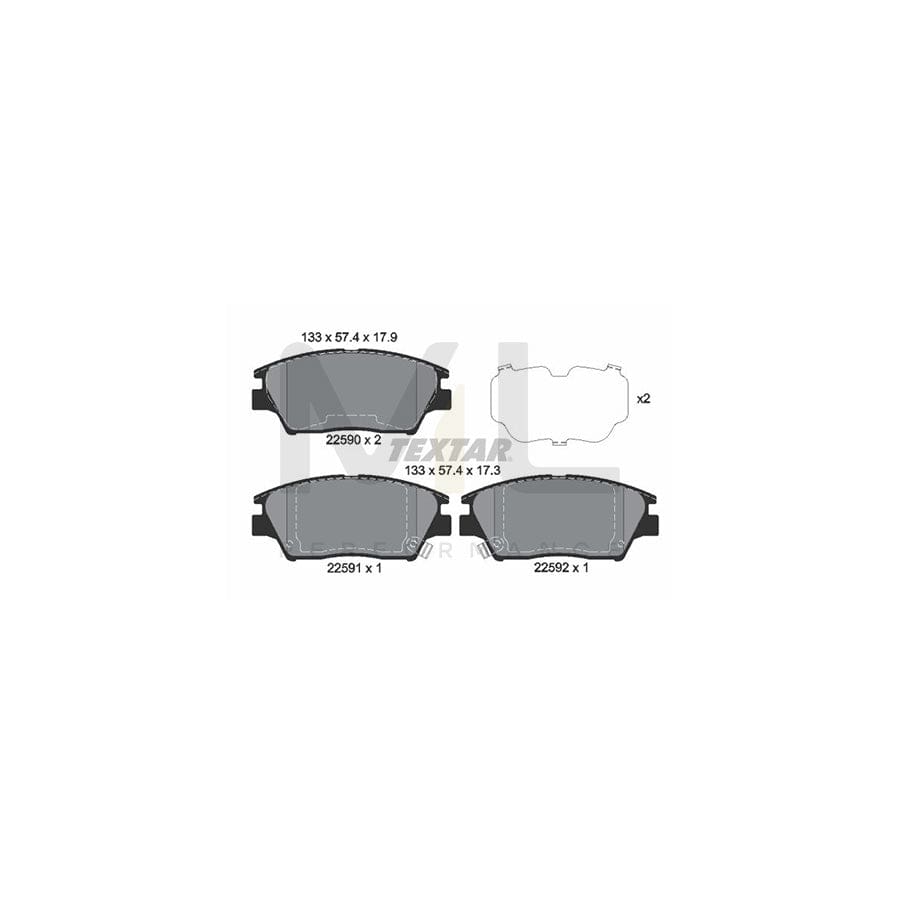 TEXTAR 2259001 Brake pad set with acoustic wear warning