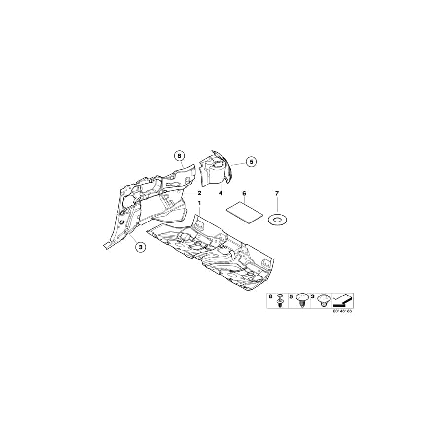 Genuine BMW 51488236278 E46 Sound Insulating Wheel Housing Rear Rig. (Inc. 330Ci, 330Cd & 323Ci)