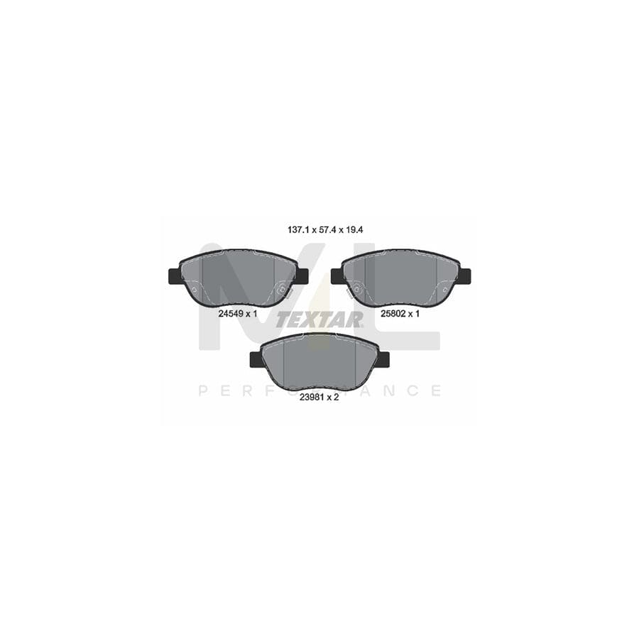 TEXTAR 2454901 Brake pad set for FIAT 500L (351, 352) with acoustic wear warning