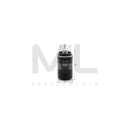 MANN-FILTER W 719/53 Oil Filter Spin-on Filter, with two anti-return valves