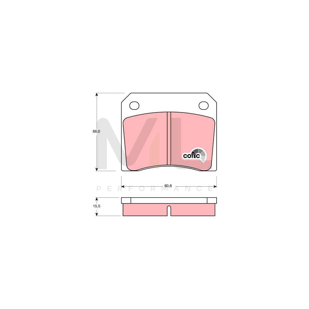 TRW Cotec Gdb557 Brake Pad Set Not Prepared For Wear Indicator