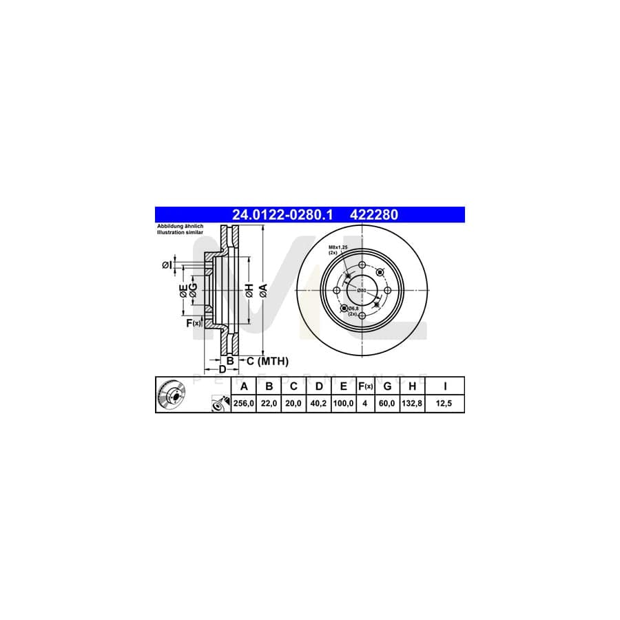ATE 24.0122-0280.1 Brake Disc for SUZUKI Swift IV Hatchback (FZ, NZ) Vented, Coated  - 1 piece