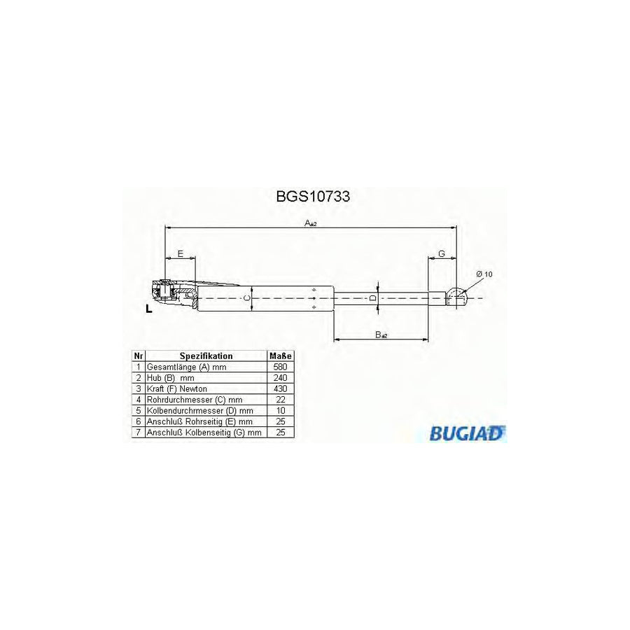 BUGIAD Bgs10733 Tailgate Strut for Honda Shuttle (Ra)