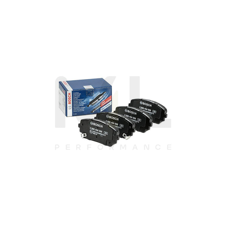 Bosch 0986494688 Brake Pad Set For Kia Picanto Ii (Ta) With Acoustic Wear Warning, With Anti-Squeak Plate BP1683 | ML Performance Car Parts