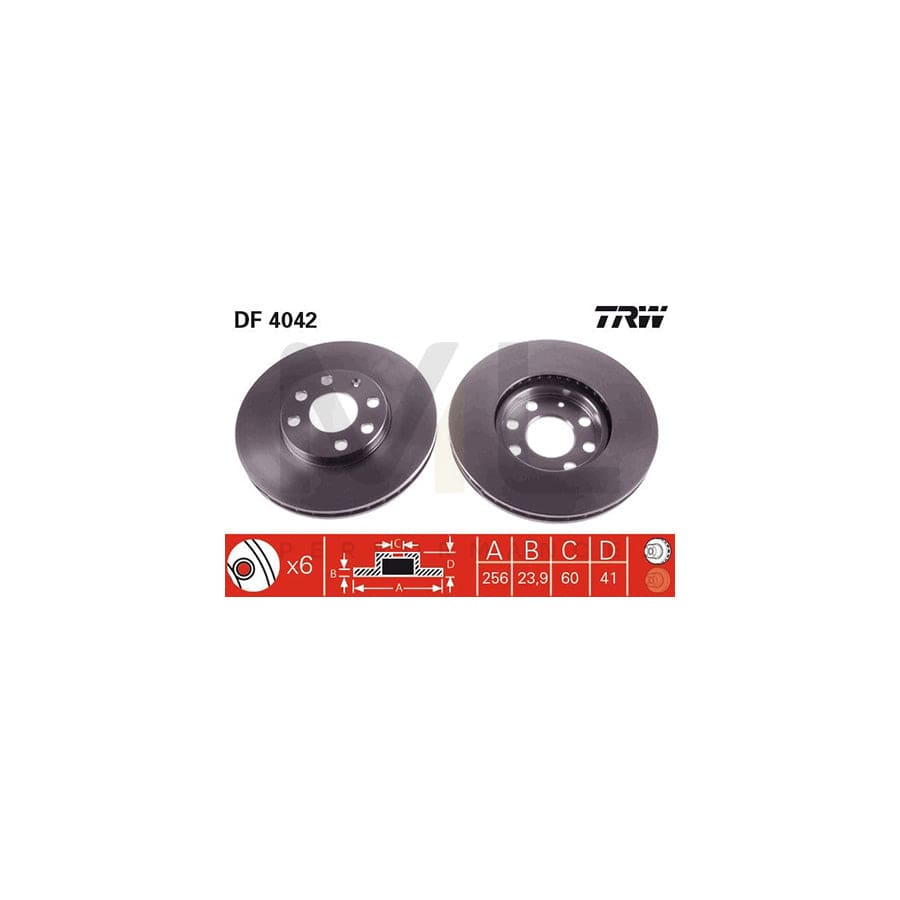 TRW DF4042 Brake Disc Vented, Painted  - 1 piece