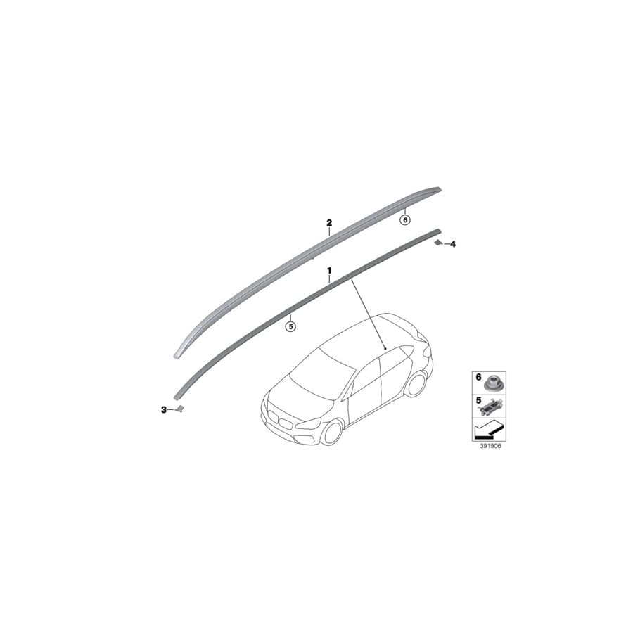 Genuine BMW 51137399322 F46 F45 Support, Roof Trim Strip, Front (Inc. 218d, 225i & 218dX)