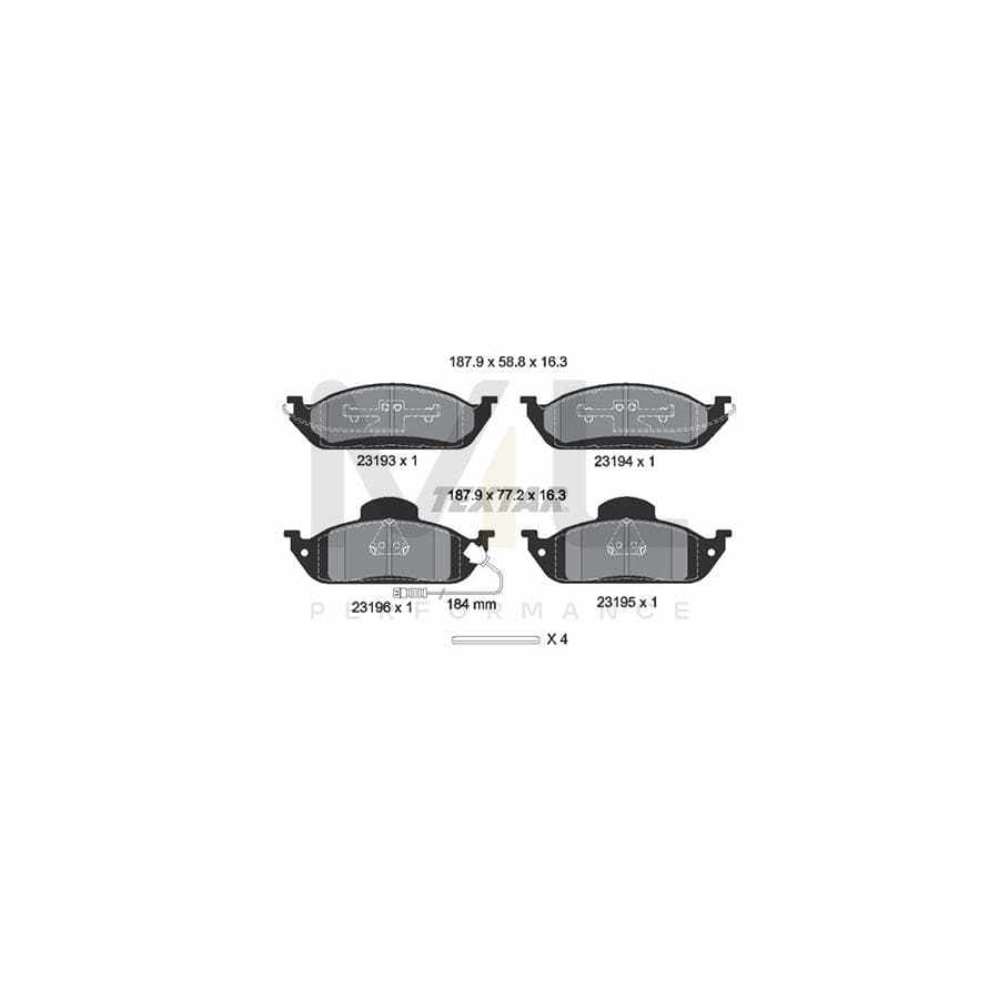TEXTAR 2319303 Brake pad set suitable for MERCEDES-BENZ ML-Class (W163) incl. wear warning contact, with accessories