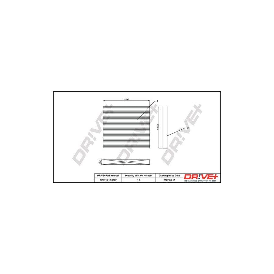 Dr!Ve+ DP1110.12.0377 Pollen Filter For Mitsubishi Mirage / Space Star Hatchback (A0_A)