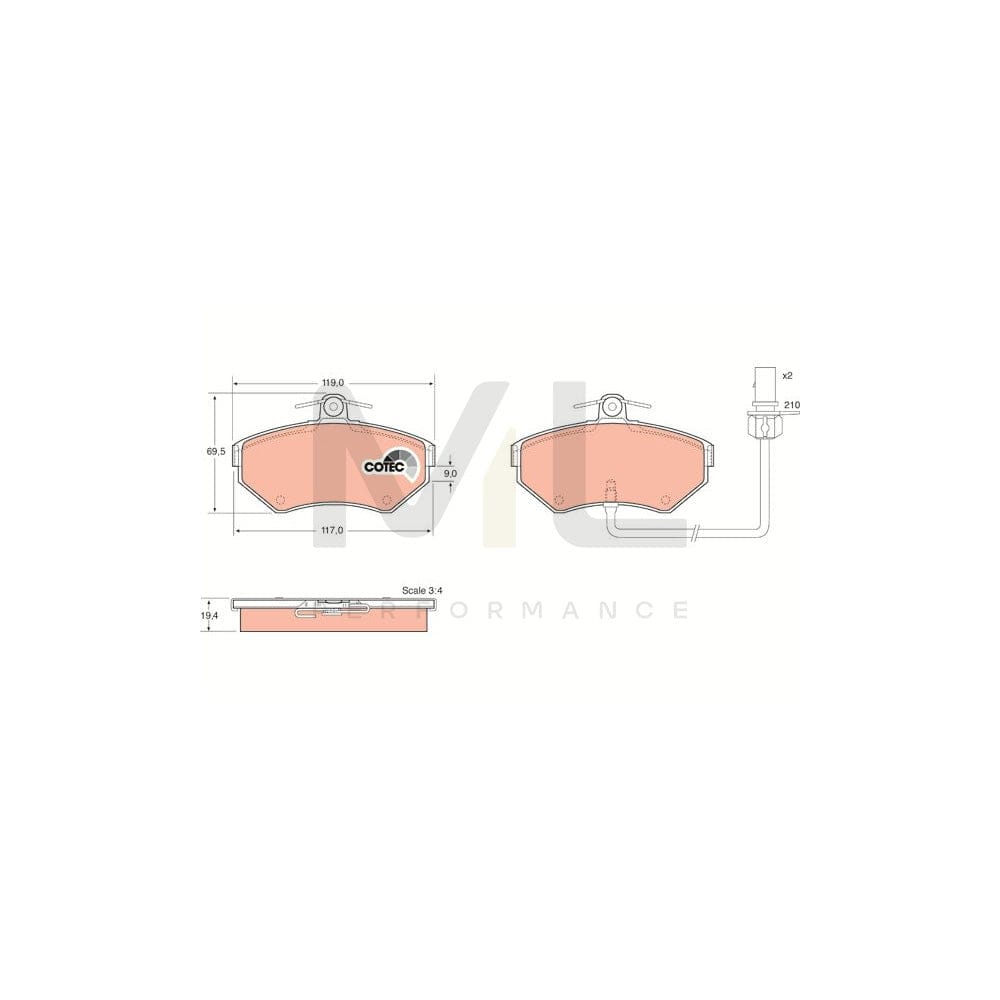 TRW Cotec Gdb1366 Brake Pad Set Incl. Wear Warning Contact