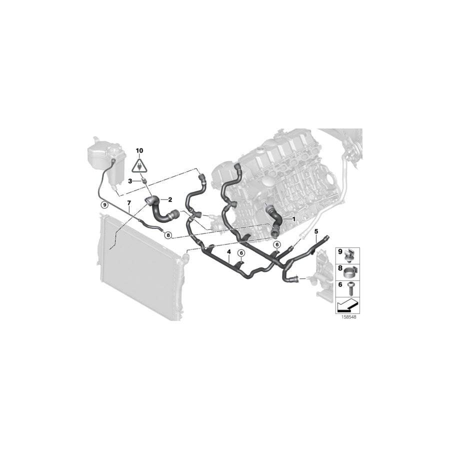 Genuine BMW 17127564478 E84 E92 E88 Hose From Radiator Bottom - Thermostat (Inc. 125i, 328i & 330xi)