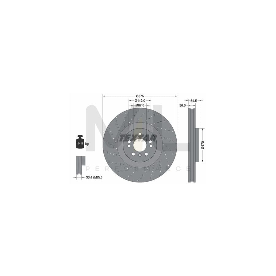 TEXTAR PRO+ 92279805 Brake Disc Internally Vented, Perforated, Coated, High-carbon, without wheel hub, without wheel studs  - 1 piece