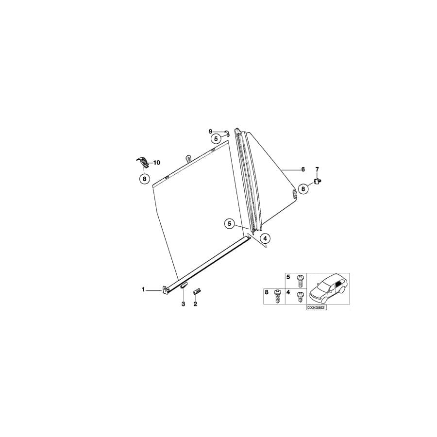 Genuine BMW 51167001147 E53 Left Rear Door Sun Blind DUNKELGRAU (Inc. X5)