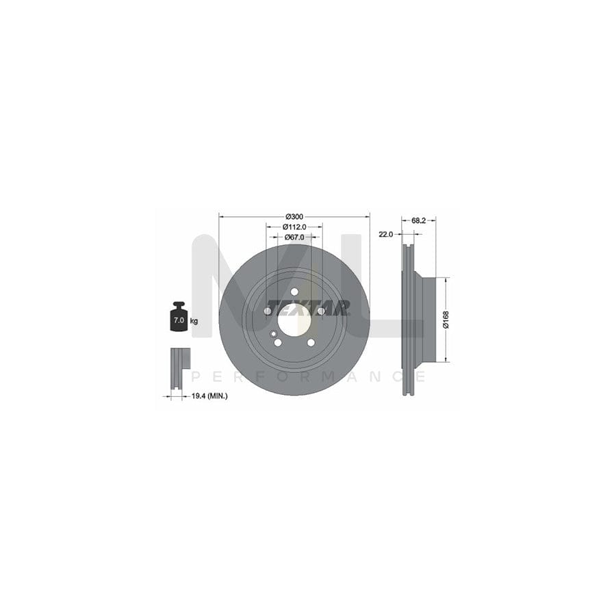 TEXTAR 92115500 Brake Disc Internally Vented, without wheel hub, without wheel studs  - 1 piece