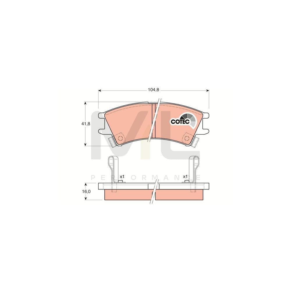 TRW Cotec Gdb3165 Brake Pad Set For Hyundai Amica / Atoz (Mx) With Acoustic Wear Warning