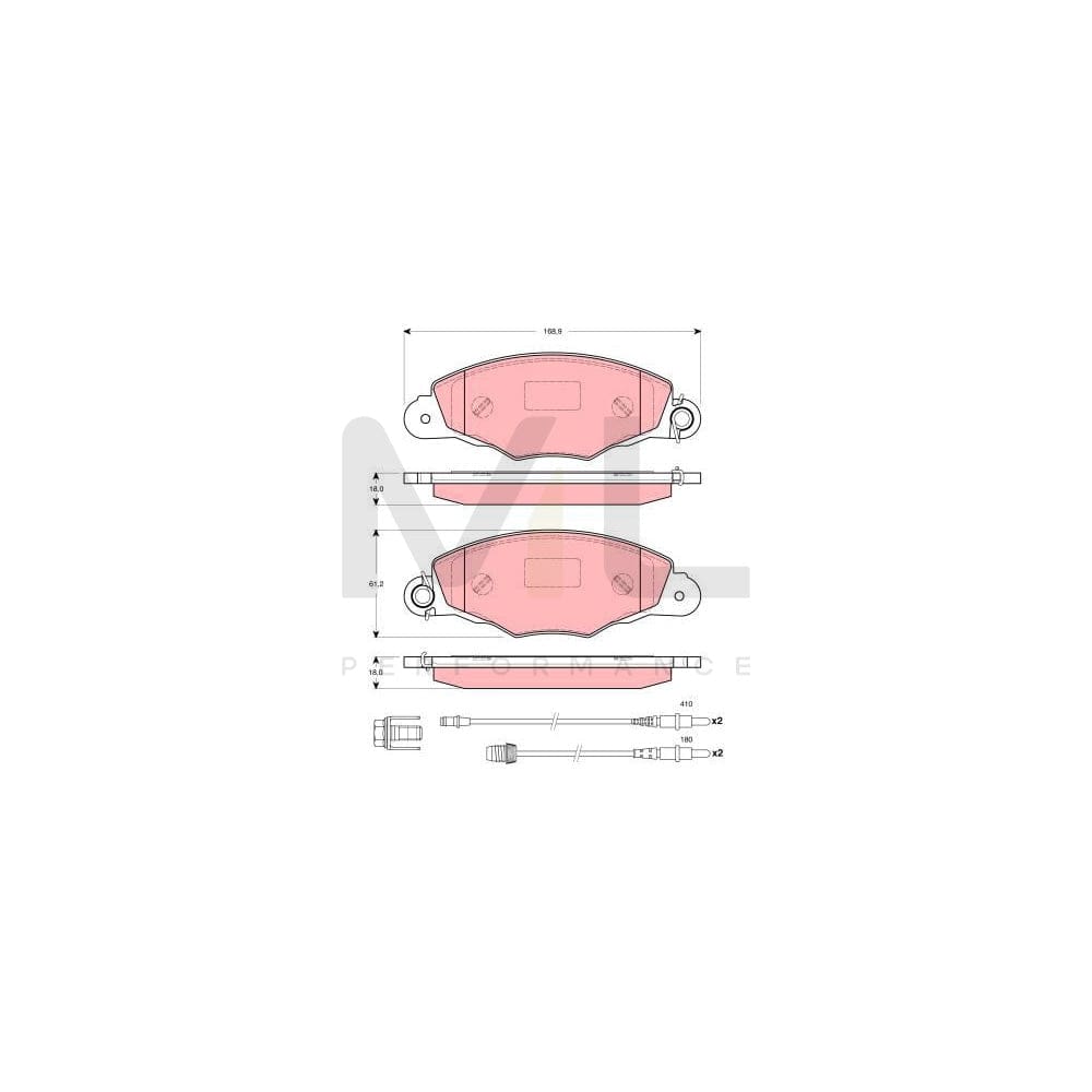 TRW Gdb1410 Brake Pad Set For Peugeot 605 Saloon Incl. Wear Warning Contact