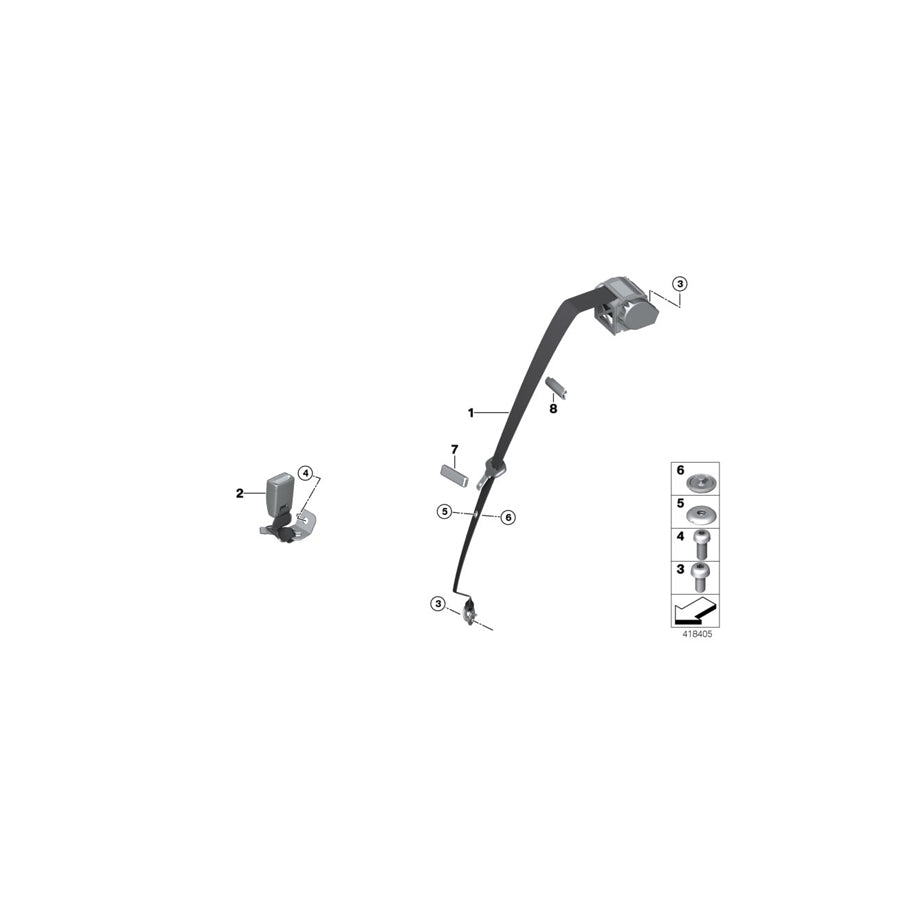 Genuine BMW 72118092862 F32 F22 F87 Upper Belt Rear Right M (Inc. 430i, M2 Competition & M2)