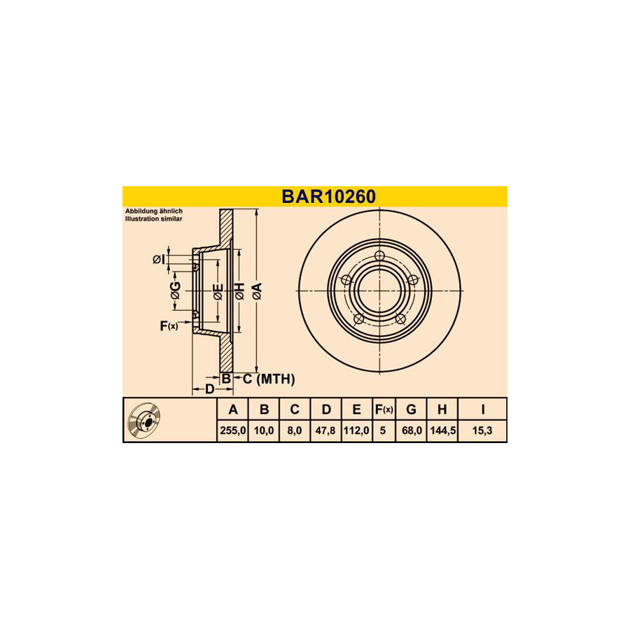 Barum Bar10260 Brake Disc