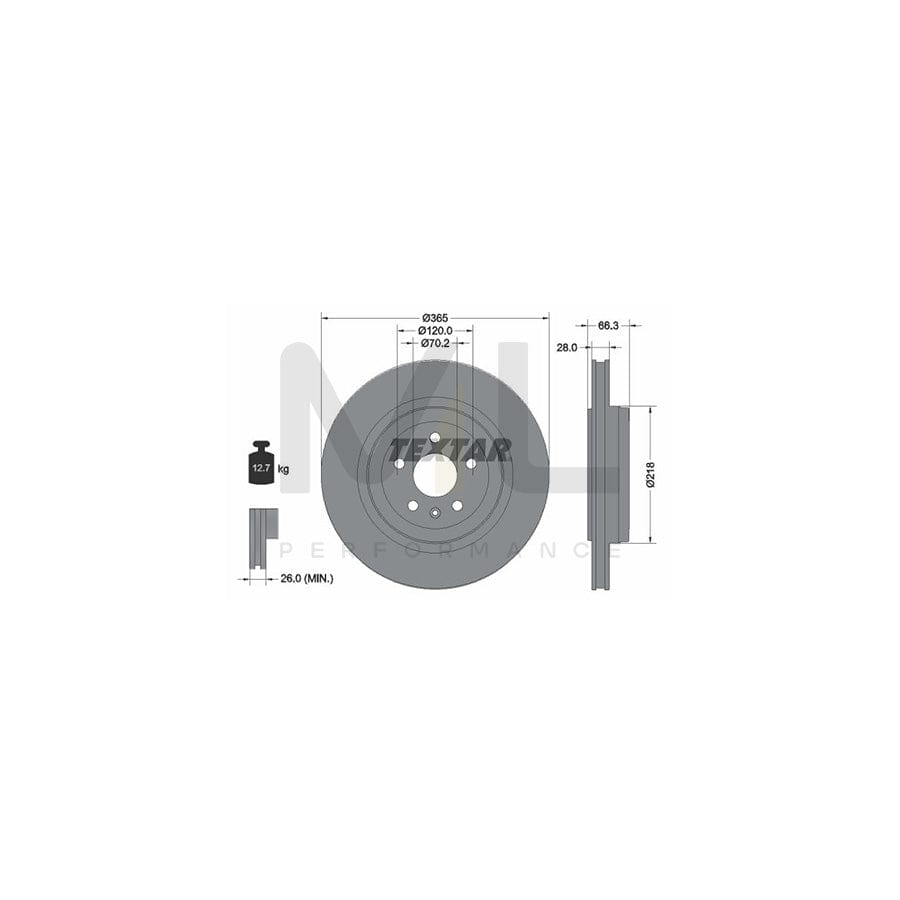 TEXTAR 92313803 Brake Disc Internally Vented, Coated, without wheel hub, without wheel studs  - 1 piece