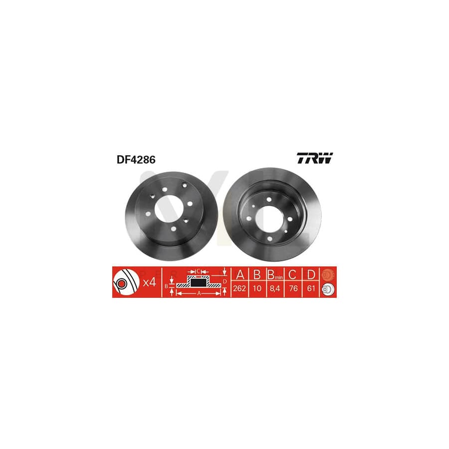 TRW DF4286 Brake Disc Solid, Painted  - 1 piece