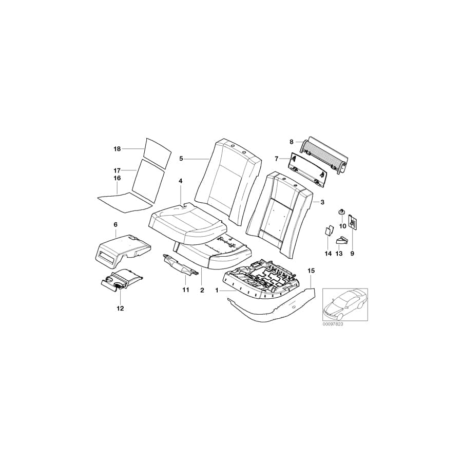 Genuine BMW 52207016463 E66 E67 E65 Seat Upholstery, Left (Inc. 730d, 745i & ALPINA B7)