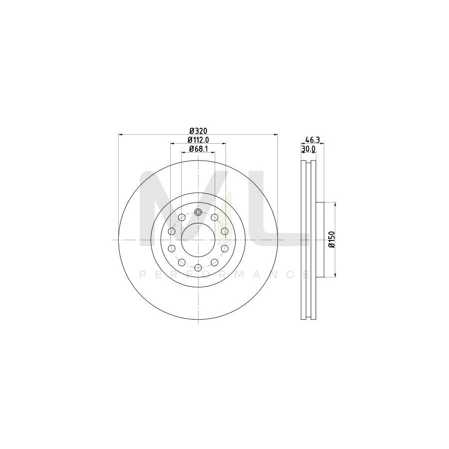 HELLA PRO High Carbon 8DD 355 127-591 Brake Disc Externally Vented, Coated, High-carbon, without wheel hub, without wheel studs | ML Performance Car Parts