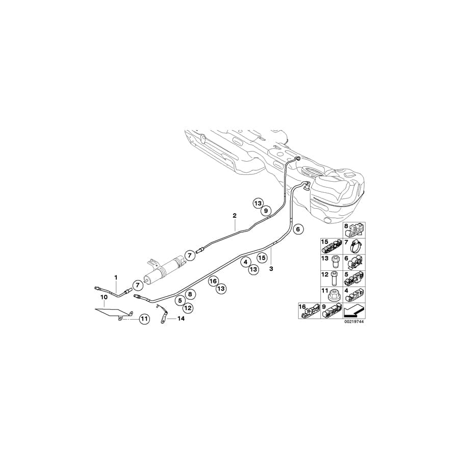 Genuine BMW 16126765745 E93 E90 Rear Fuel Feed Line (Inc. 335d, 316d & 318d)