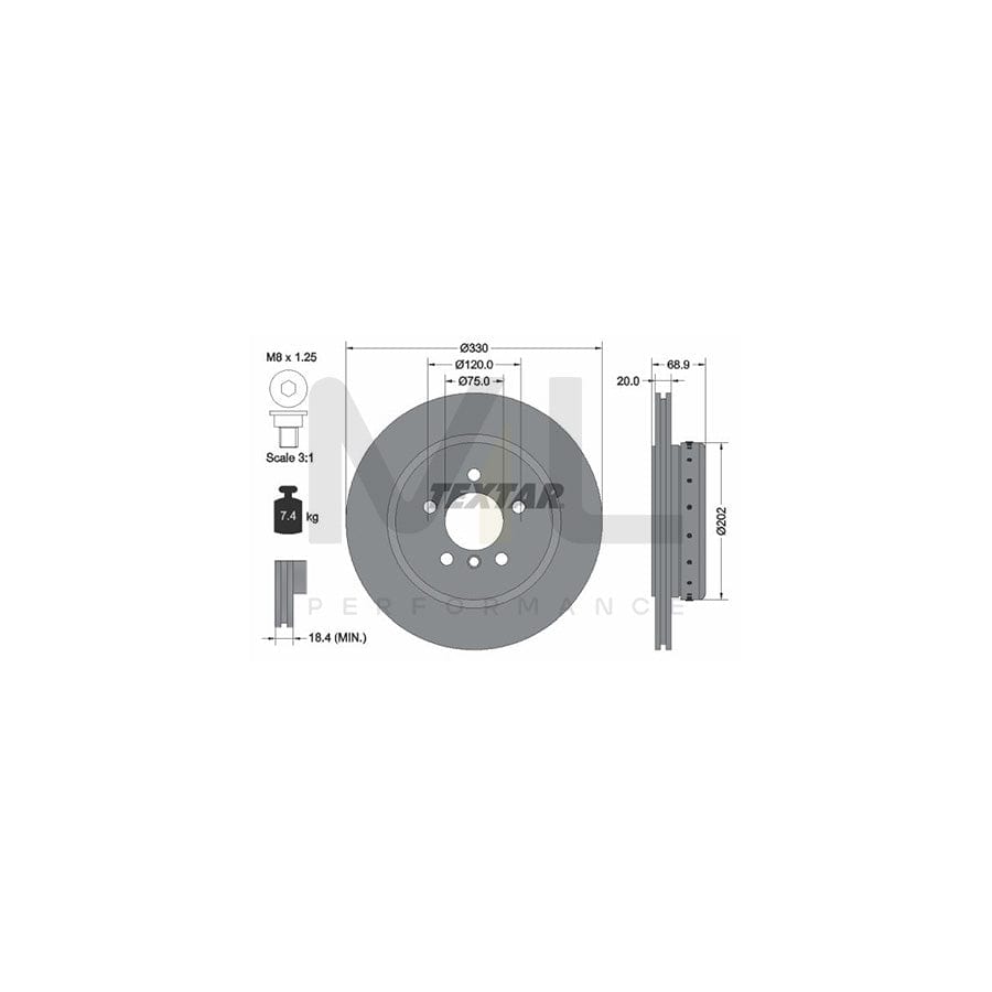 TEXTAR PRO+ 92265925 Brake Disc for BMW 5 Series Internally Vented, Two-piece brake disc, Coated, High-carbon, with bolts/screws, without wheel hub, without wheel studs  - 1 piece