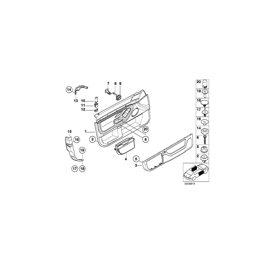 Genuine BMW 51418226972 E38 Door Trim Panel, Front Right SANDBEIGE (Inc. 740d, 728iL & 740iL)