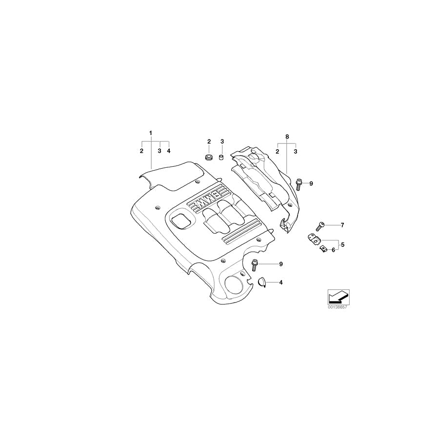Genuine BMW 11147787331 E46 E83 Acoustic Cover Rear (Inc. X3 2.0d, 320d & 318td)