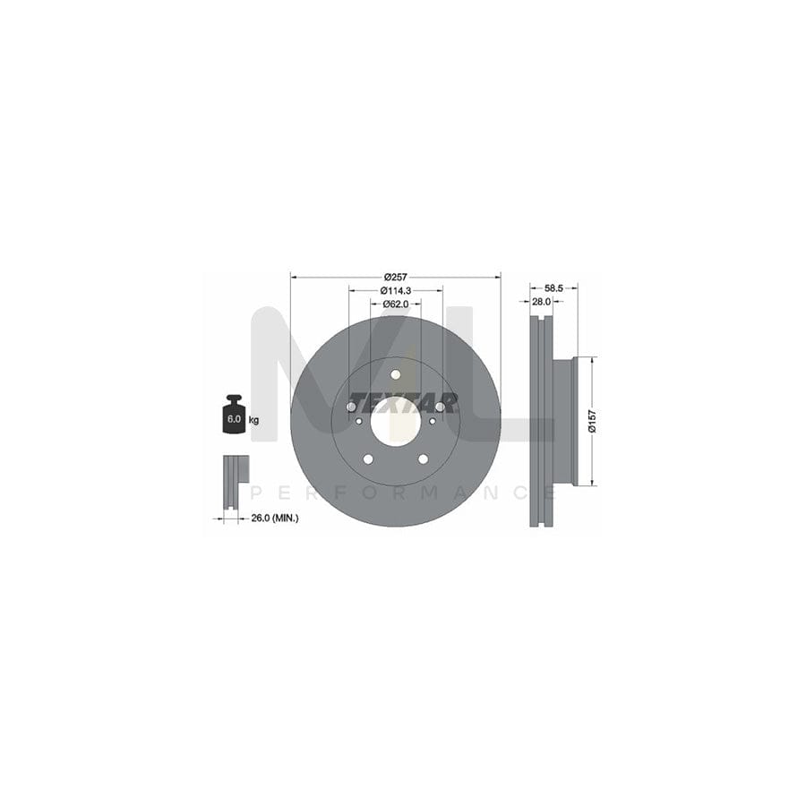 TEXTAR PRO 92236003 Brake Disc Internally Vented, Coated, without wheel hub, without wheel studs  - 1 piece