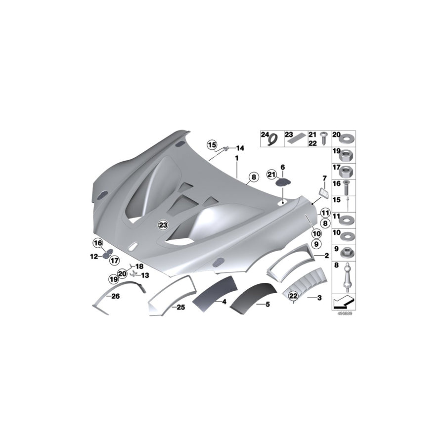 Genuine BMW 83318428176 Template Hood Cutout INSIDE RH (Inc. M6 GT3)