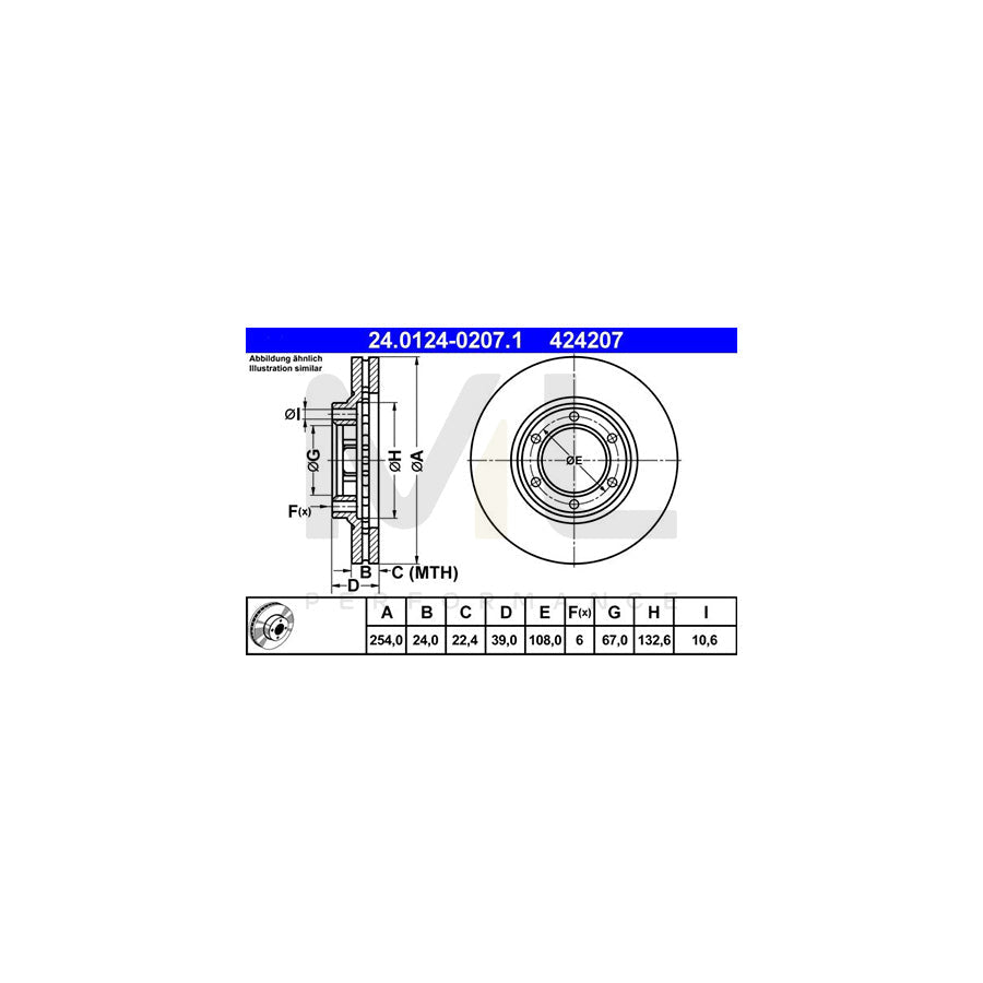 ATE 24.0124-0207.1 Brake Disc for MITSUBISHI L200 III Pickup (K6) Vented  - 1 piece