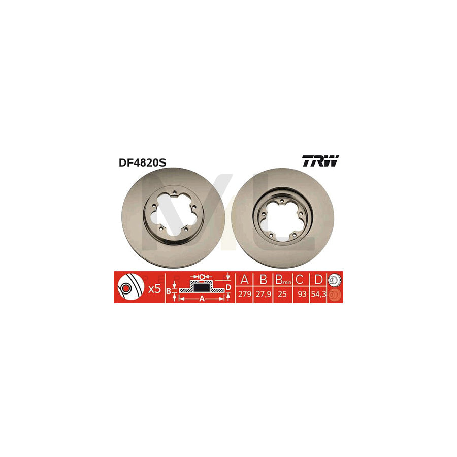 TRW DF4820S Brake Disc for FORD TRANSIT Vented  - 1 piece