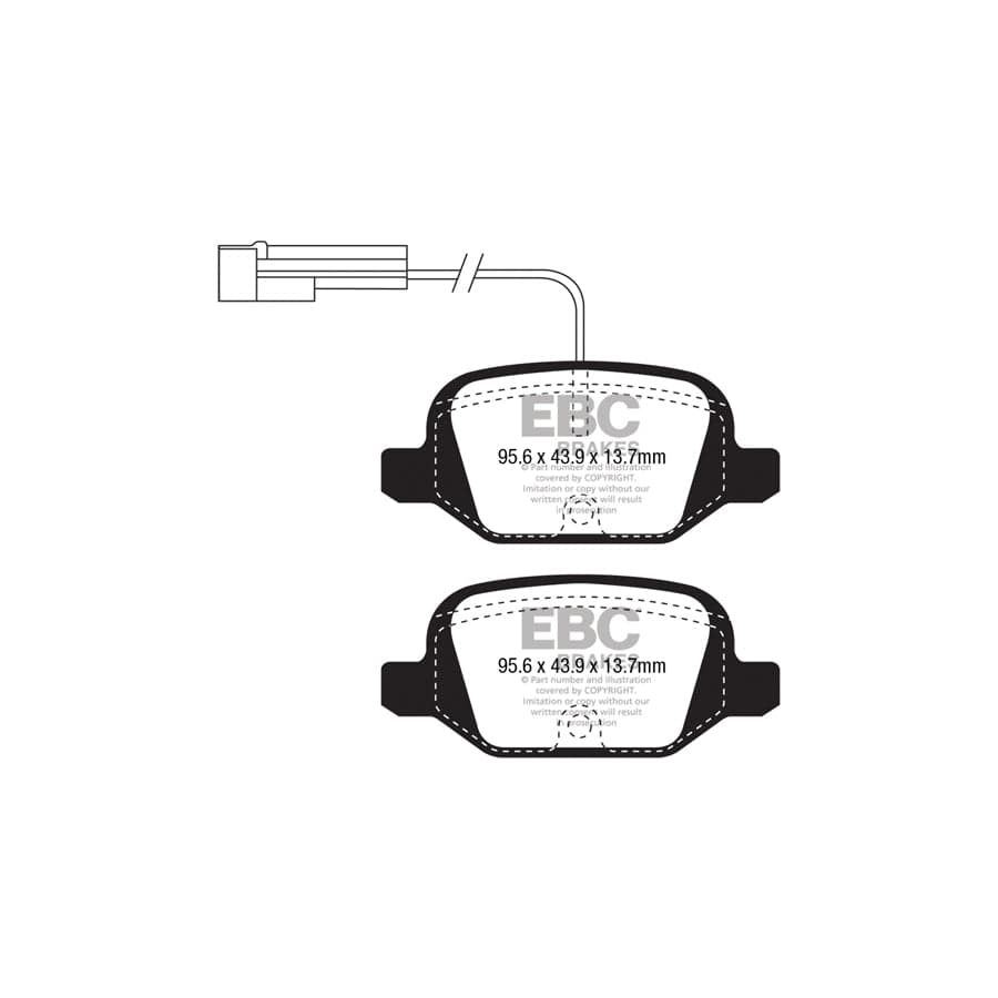 EBC PD08KR369 Abarth Yellowstuff Rear Brake Pad & USR Disc Kit - TRW Caliper (Inc. 500 & 595) 2 | ML Performance UK Car Parts