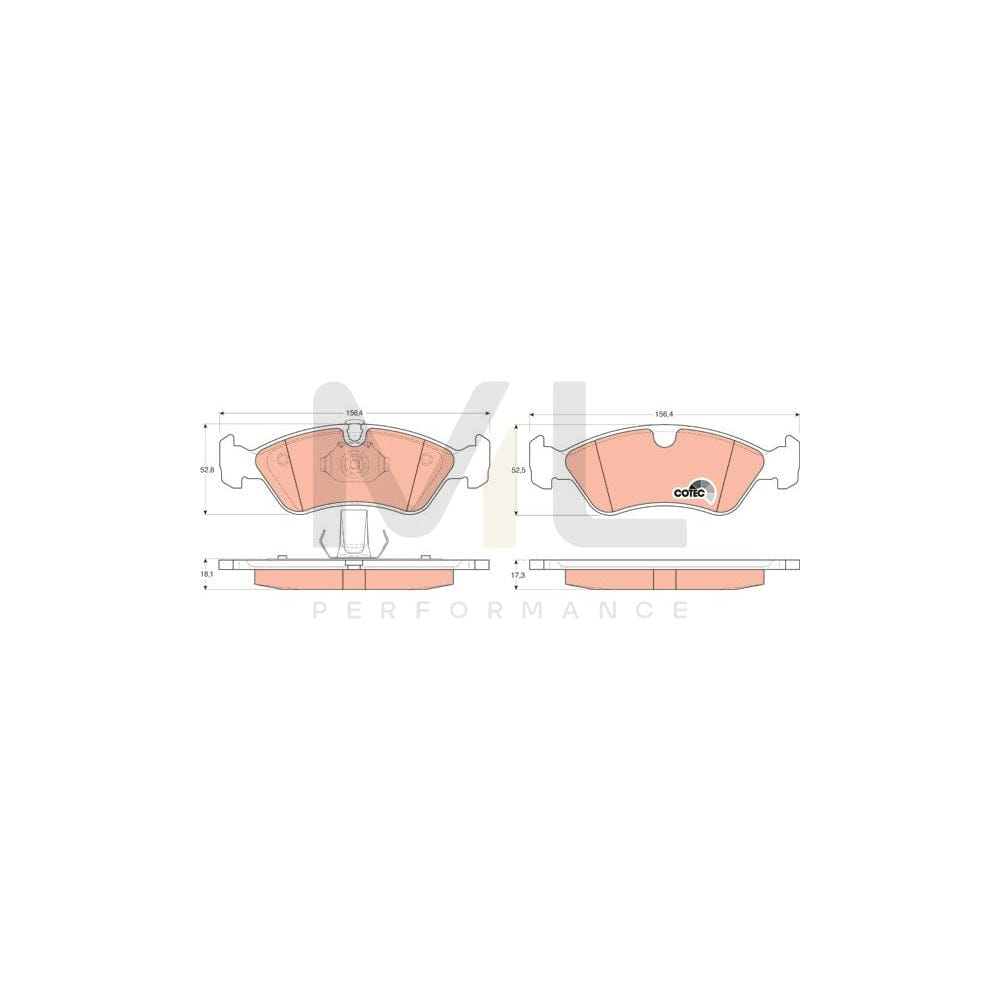 TRW Cotec Gdb1300 Brake Pad Set Prepared For Wear Indicator