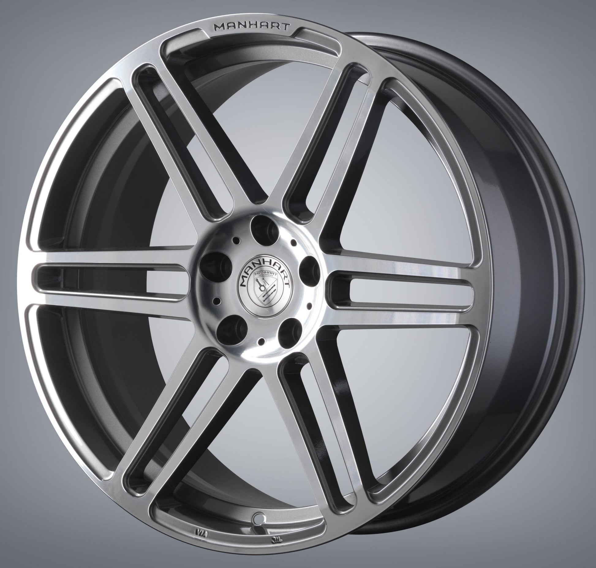 MANHART MHR8199550-GM-5120 SINGLE CONCAVE ONE RIM - GUNMETAL GRAY / DIAMOND POLISHED - 19 INCH / 9.5×19 / LK 5×120