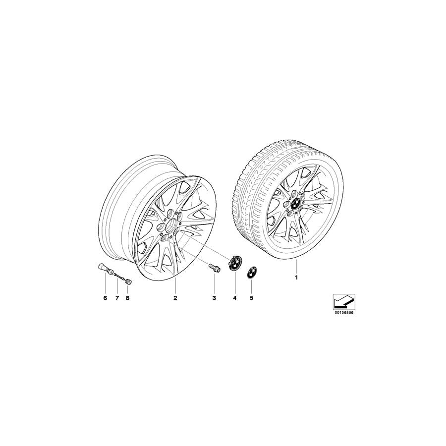Genuine BMW 36116777773 E85 E86 Light Alloy Rim 8JX18 ET:47 (Inc. Z4 2.2i, Z4 3.0i & Z4 3.0si)