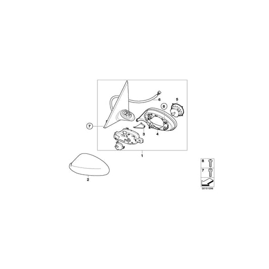 Genuine BMW 51167176191 E92 E93 Outside Mirror Heated With Memory, Left GLANZSCHWARZ (Inc. 330i, 325xi & 335xi)