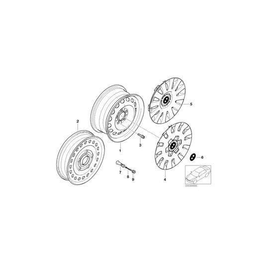 Genuine BMW 36116750006 E46 E36 Compact Spare Wheel, Steel, Black 3.0BX16 ET:32 (Inc. 325ti, Z3 2.5i & 323i)