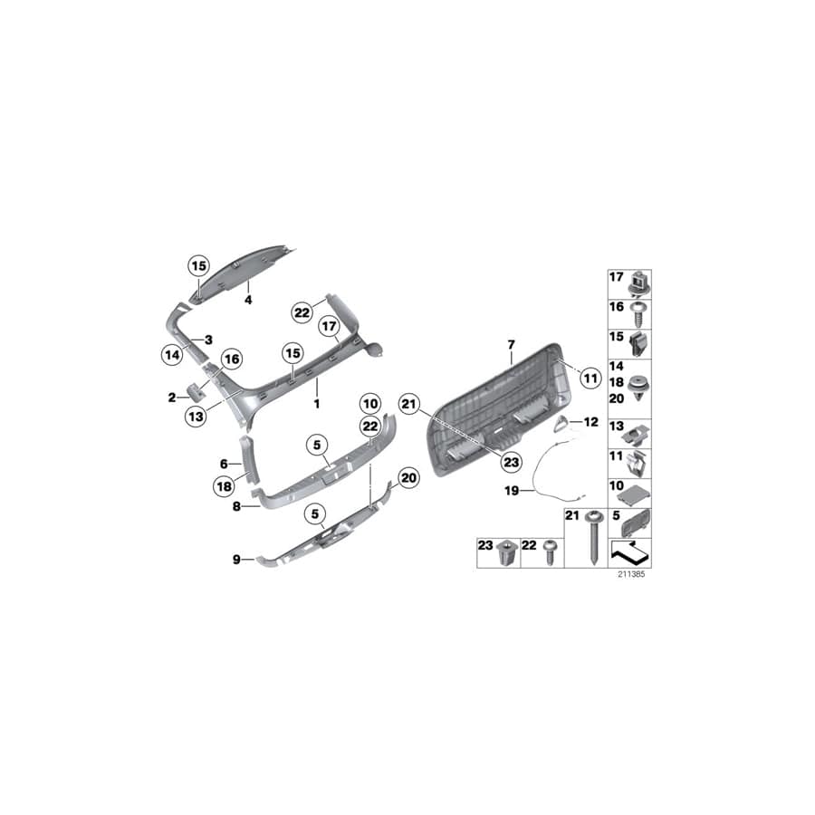 Genuine BMW 51497205823 F07 Trim Cover, Trunk Lid, Lower Left SCHWARZ (Inc. 550iX 4.0, 550i & 535iX)