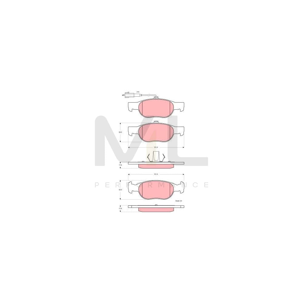 TRW Gdb1564 Brake Pad Set For Fiat Brava Incl. Wear Warning Contact