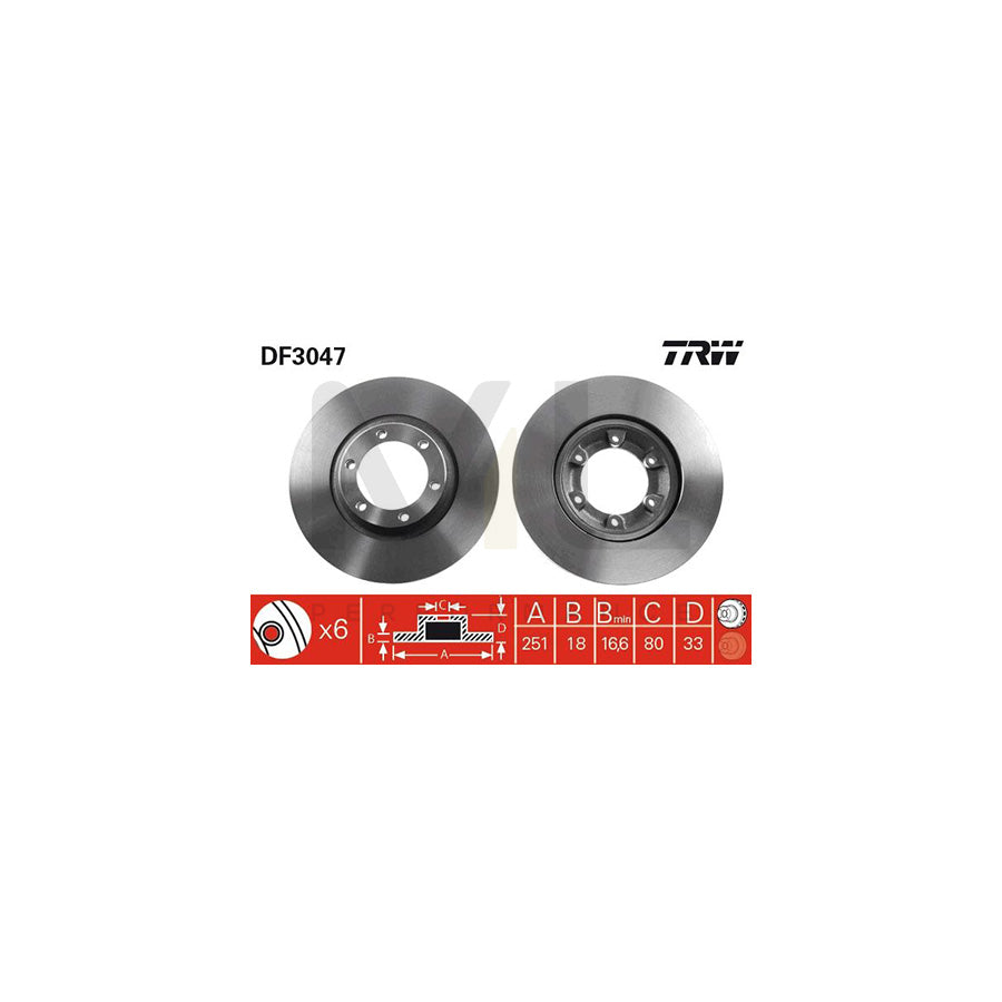 TRW DF3047 Brake Disc Vented, Painted  - 1 piece