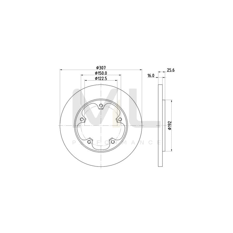 HELLA PRO 8DD 355 122-781 Brake Disc for FORD TRANSIT Solid, Coated, without wheel hub, without wheel studs | ML Performance Car Parts