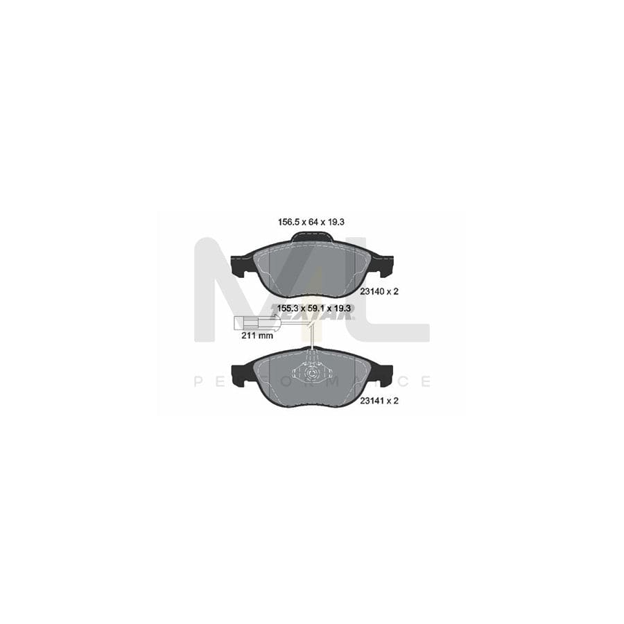 TEXTAR 2314002 Brake pad set with integrated wear warning contact