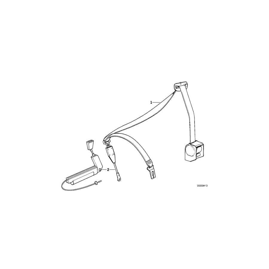 Genuine BMW 72118127712 E34 E32 Lower Belt With Right Belt Tensioner (Inc. 525td, M5 3.6 & 518g)