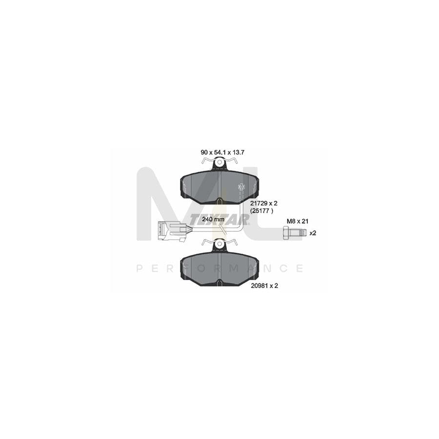 TEXTAR 2172902 Brake pad set for FORD SCORPIO with integrated wear warning contact, with brake caliper screws