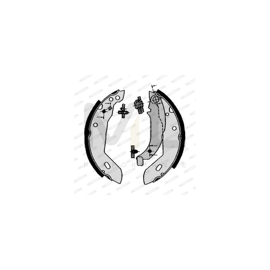 Ferodo Premier FSB225 Brake Shoe Set With Accessories, With Guide Bolts, With Lever