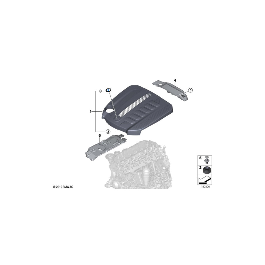 Genuine BMW 11147800575 F10 F02 F01 Cover, Acoustic (Inc. 730Ld, 530d & 730d)