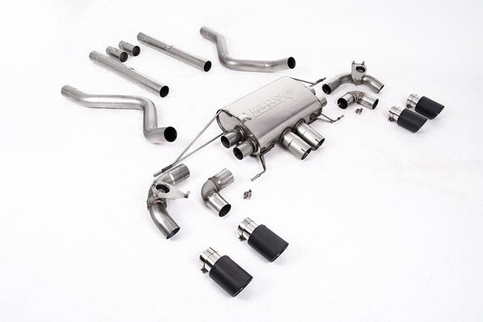 MillTek SSXLR119 Land Rover Defender OPF/GPF Back Non-Resonated Valved System (Louder) with Quad JET-90 Carbon Trims